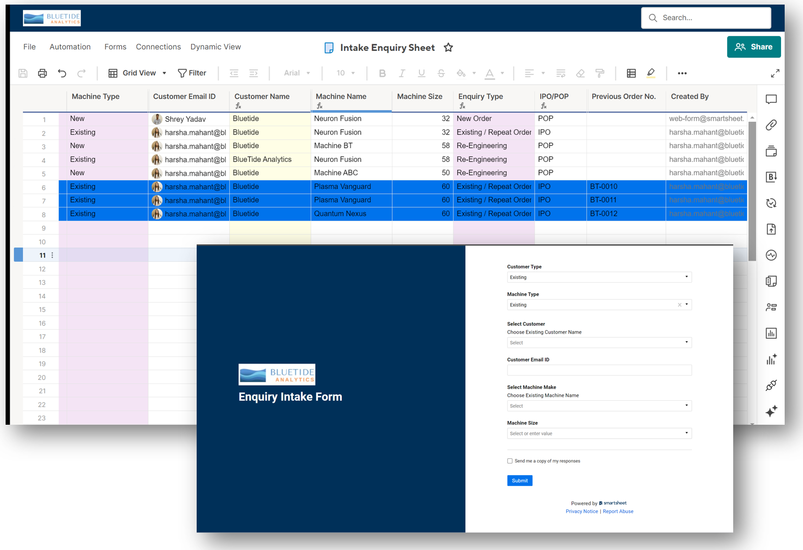 Process Management System (3D Grid) — Smartsheet Marketplace screenshot
